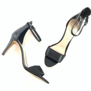 Vince Camuto Black Leather Court Sandal Heels